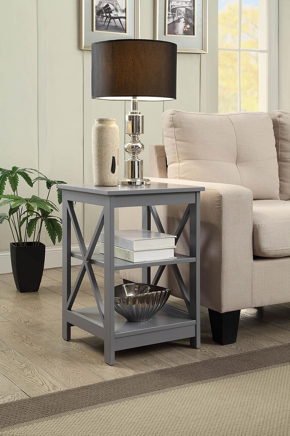 Convenience Concepts Oxford End Table, Gray: Kitchen & Dining
