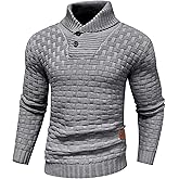 Zaitun Men's Turtleneck Sweater Shawl Collar Pullover Sweaters Regular Fit Knitted Tops