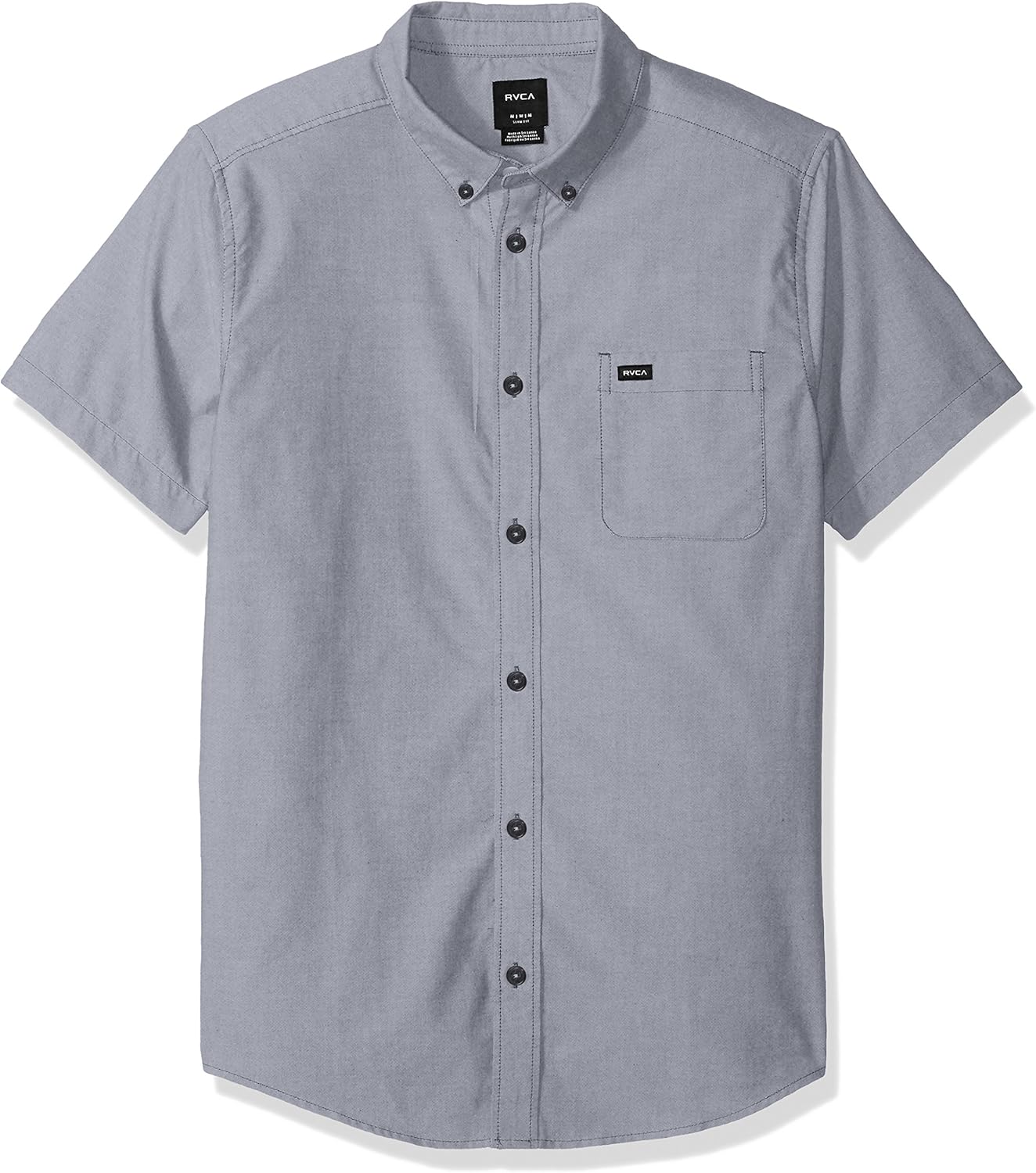 RVCA Men's Short Sleeve Button Down Oxford Shirt: Clothing