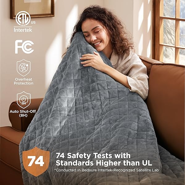 BEDSURE ELECTRIC BLANKET KING SIZE – DUAL CONTROL HEATED WEIGHTED BLANKET KING WITH 10 HEAT SETTINGS, FAST HEATING WITH 10 TIME SETTINGS (100X90 INCHES, FORMAL GRAY)