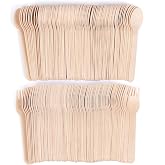 ANTETOK Disposable Wooden Cutlery Set - 200 Pack Wooden Compostable Utensils,Biodegradable and Earth Friendly, 6.3 Inch Length(100 Forks,100 Spoons)