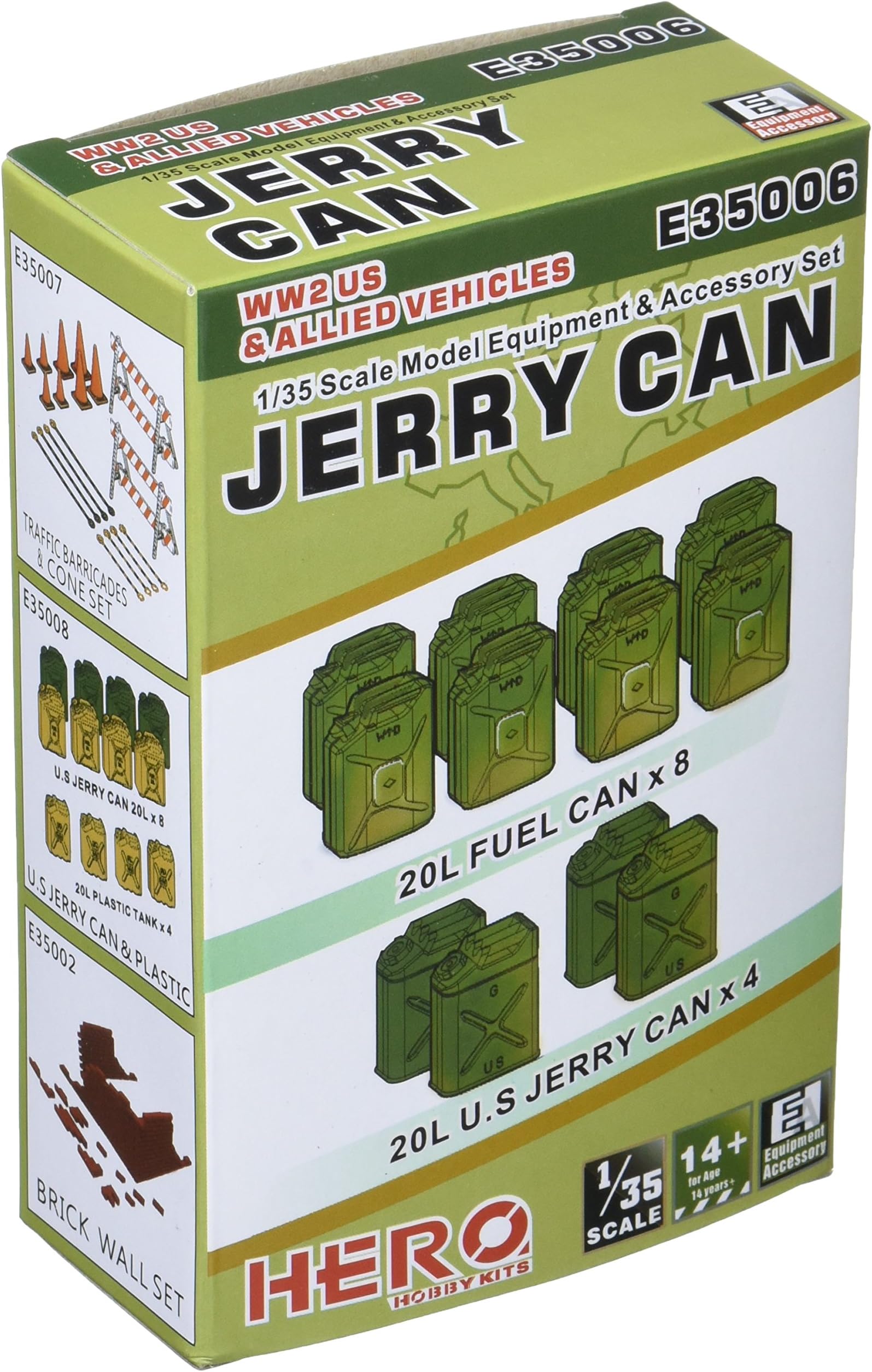 HHKE35006 1:35 Hero Hobby Kits Accessories - WW2 US & Allied Vehicles Jerry Can Set [MODEL KIT ACCESSORY]