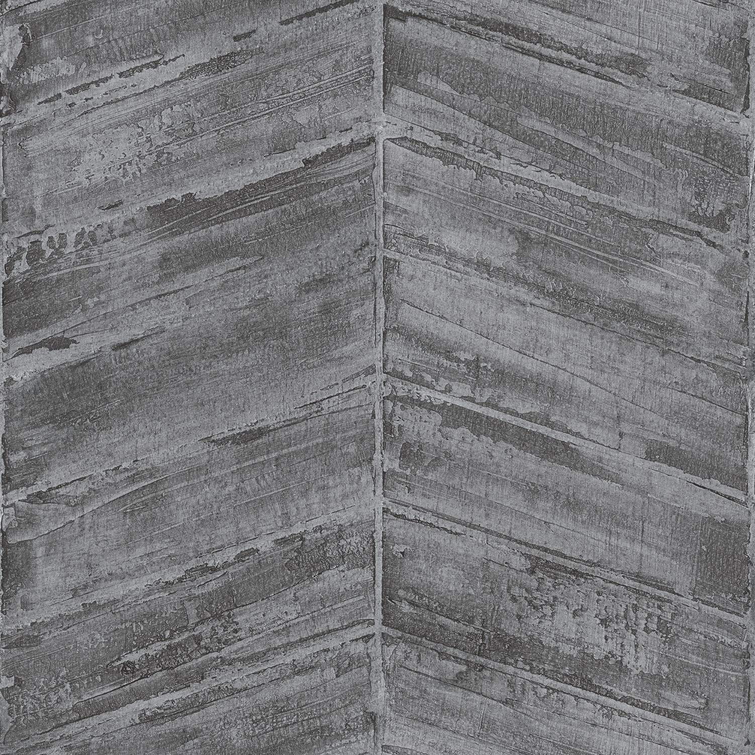 Galerie G67776 Ambiance, Chevron Design Wallpaper, Charcoal, 10m x 53cm