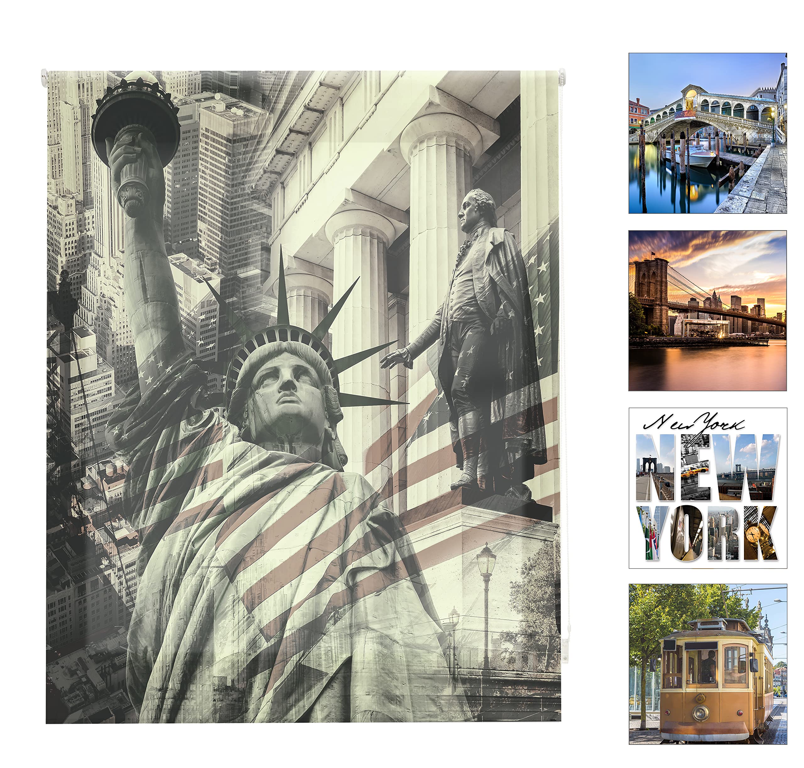 blindecor Digital Roller – Roller Translucent, Digital Print, Statue Liberty Design 110 x 180 cm multicoloured