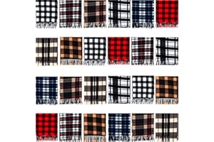 Vicenpal Winter Fleece Scarves Bulk for Homeless Donations Warm Neck Scarf Plaid Scarf for Operation Christmas