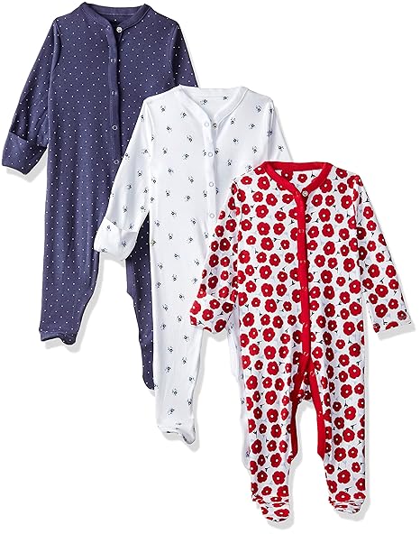 Baby Girls Regular Fit Sleepsuit (Pack of 3)