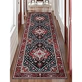 Ciicool Washable Runners Area Rug for Hallways, Ultra Soft 2'6 "x8' ft Boho Print Non-Slip Vintage Oriental Medallion Long Carpet for Kitchen Bedroom Laundry Bathroom