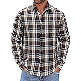 COOFANDY Mens Flannel Shirts Long Sleeve Button Down Shirt with Pocket Casual Shirts Work Shirts for Men