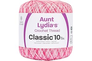 Coats Crochet Aunt Lydia's Crochet, Cotton Classic Size 10, Shades of Pink