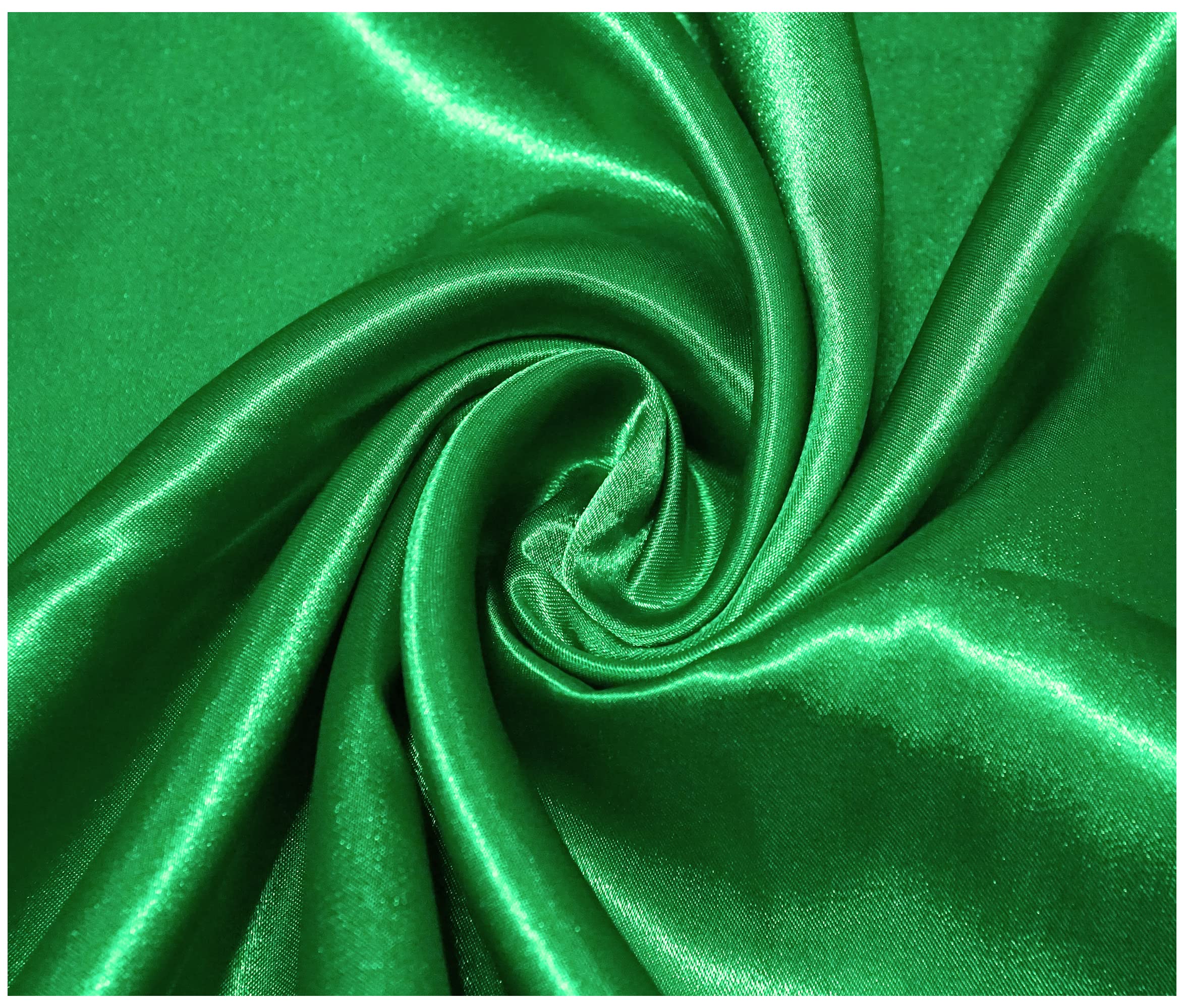 Silky Satin Polyester Fabric for Dressmaking Wedding Crafts Quilting Sewing 150cm Wide (200 x 150cm / 79" x 60", Emerald Green)