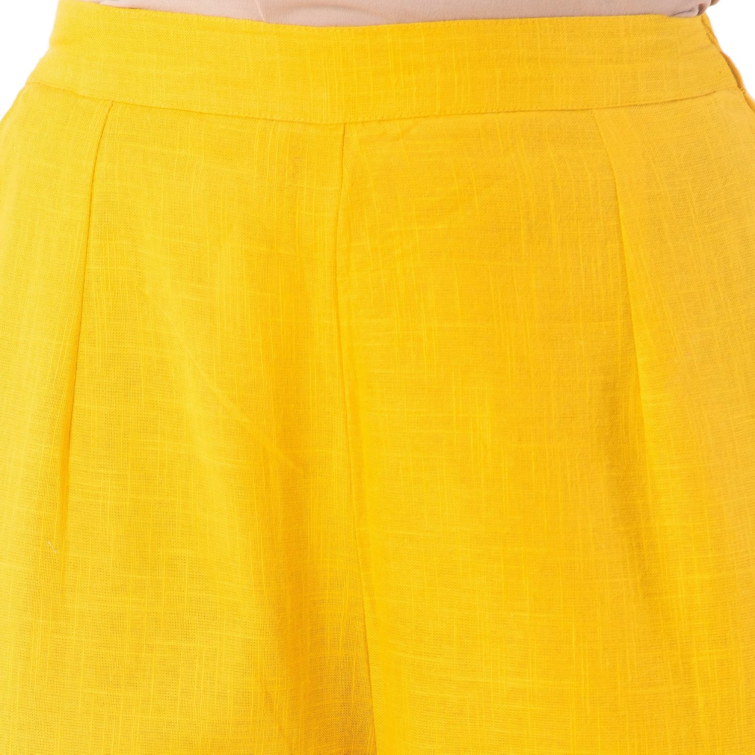 khushal k women's cotton solid yellow palazzo pant