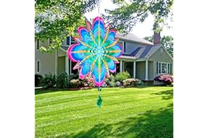 GUSTAMUCHO Wind Spinner, Hanging Wind Sculptures,Wind Spinners for Yard and Garden Decor,Yard Decorations Outdoor,Hanging Art Ornaments for Garden Yard Balcony Decor (Star)
