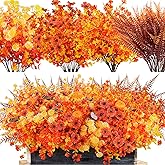 Winrain 30PCS Fall Artificial Fake Flowers Plants Outdoor - Faux Thanksgiving Decorations for Home Autumn Outside Patio Front Porch Decor with Pumpkin Butterfly