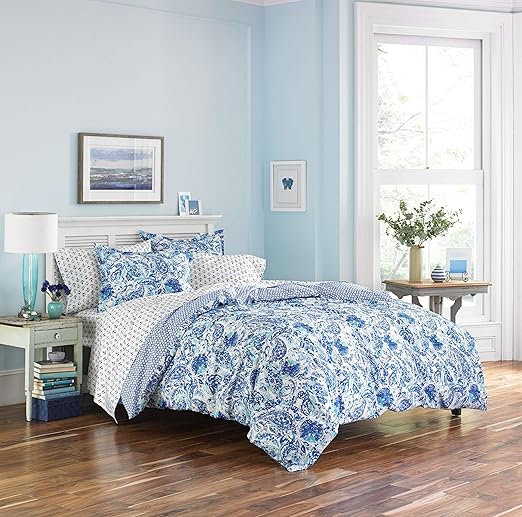 Amazon Com Poppy Fritz Brooke Cotton Comforter Set King Blue