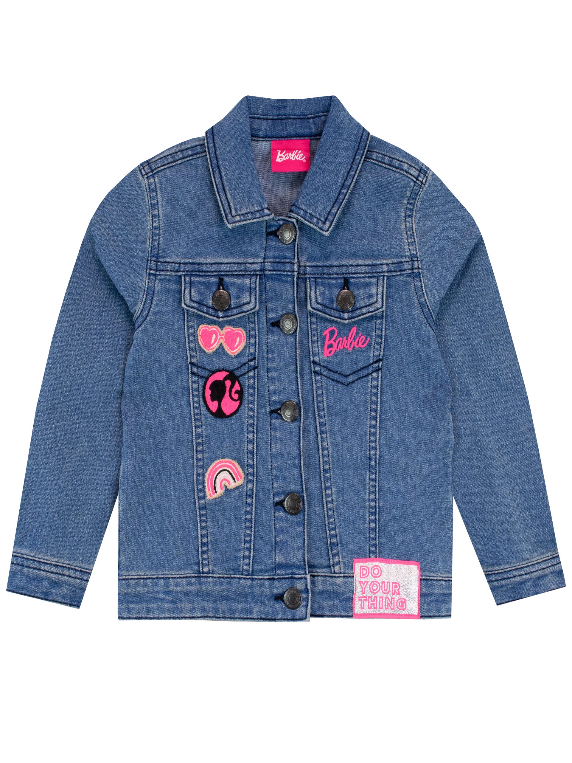 Barbie - Chaqueta vaquera bordada para niñas, color azul 8