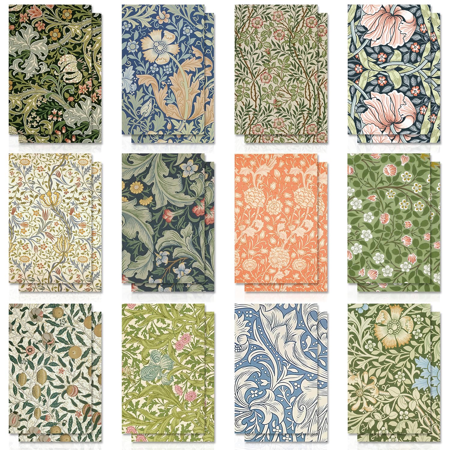 Photo 1 of 24 Pcs Mini William Morris Floral Notebooks, Mini Notebook Collections Inspirational Notepads Small Pocket Notebook for Kids Teacher School Office Gift Bulk Prizes Travel Supplies