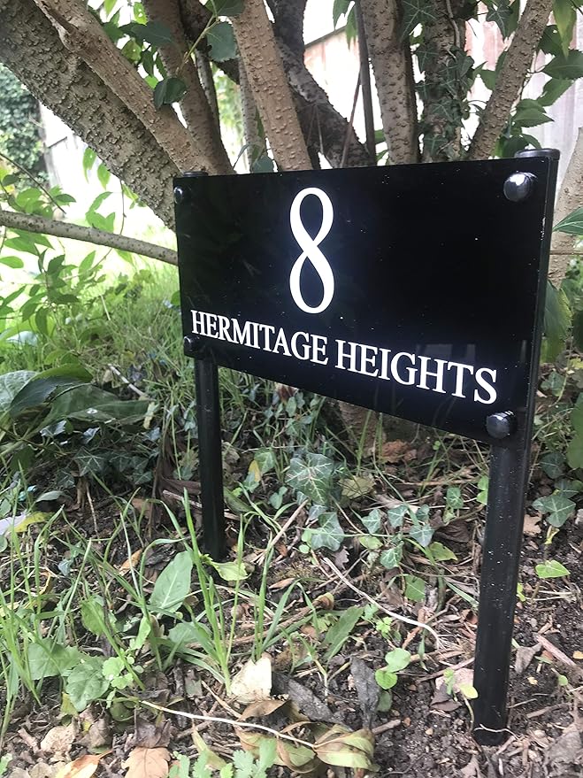 FREESTANDING MODERN HOUSE SIGN DOOR NUMBER ADDRESS PLAQUE GROUND STAKE