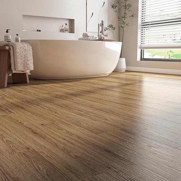 STICKYART 36 PCS WOOD FLOOR TILE PEEL AND STICK 12″X12″ WATERPROOF VINYL PLANK FLOORING TILE HONEY OAK WOOD FLOOR TILES SHEET SELF ADHESIVE SHEET VINYL FLOORING FOR KITCHEN LIVING ROOM BEDROOM TILES