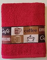 Sue Rossi Ltd 3 Pack Cotton Embroidered Cafe Kitchen Tea Towels Red view 2
