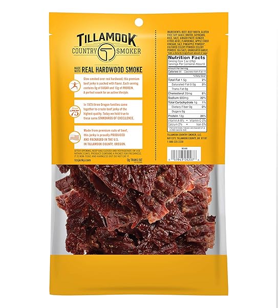 TILLAMOOK COUNTRY SMOKER KETO FRIENDLY ZERO SUGAR BEEF JERKY, ORIGINAL, 6.5 OUNCE