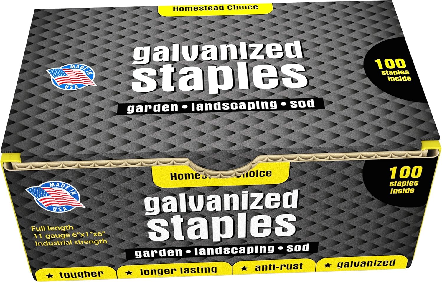 100 6-Inch Galvanized Garden Landscape Sod Staples - Anti-Rust 11-Gauge Pins - Stakes for Weed Barrier Fabric, Ground Cover and Landscaping - Made in USA : Garden & Outdoor