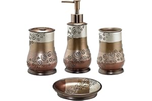 Zahari Home 4pc Miramar Bathroom Accessories Sets Lotion Pump, Tumbler, Tooth Brush Holder and Soap Dish Unique Design Multi Color Bathroom Set