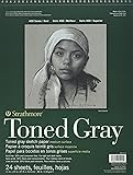 Strathmore 412-111 400 Series Toned Gray Sketch Pad, 11"x14" Wire Bound, 24 Sheets