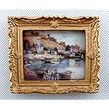 Melody Jane Dolls House Harbour Scene Picture Painting Gold Frame Miniature Accessory