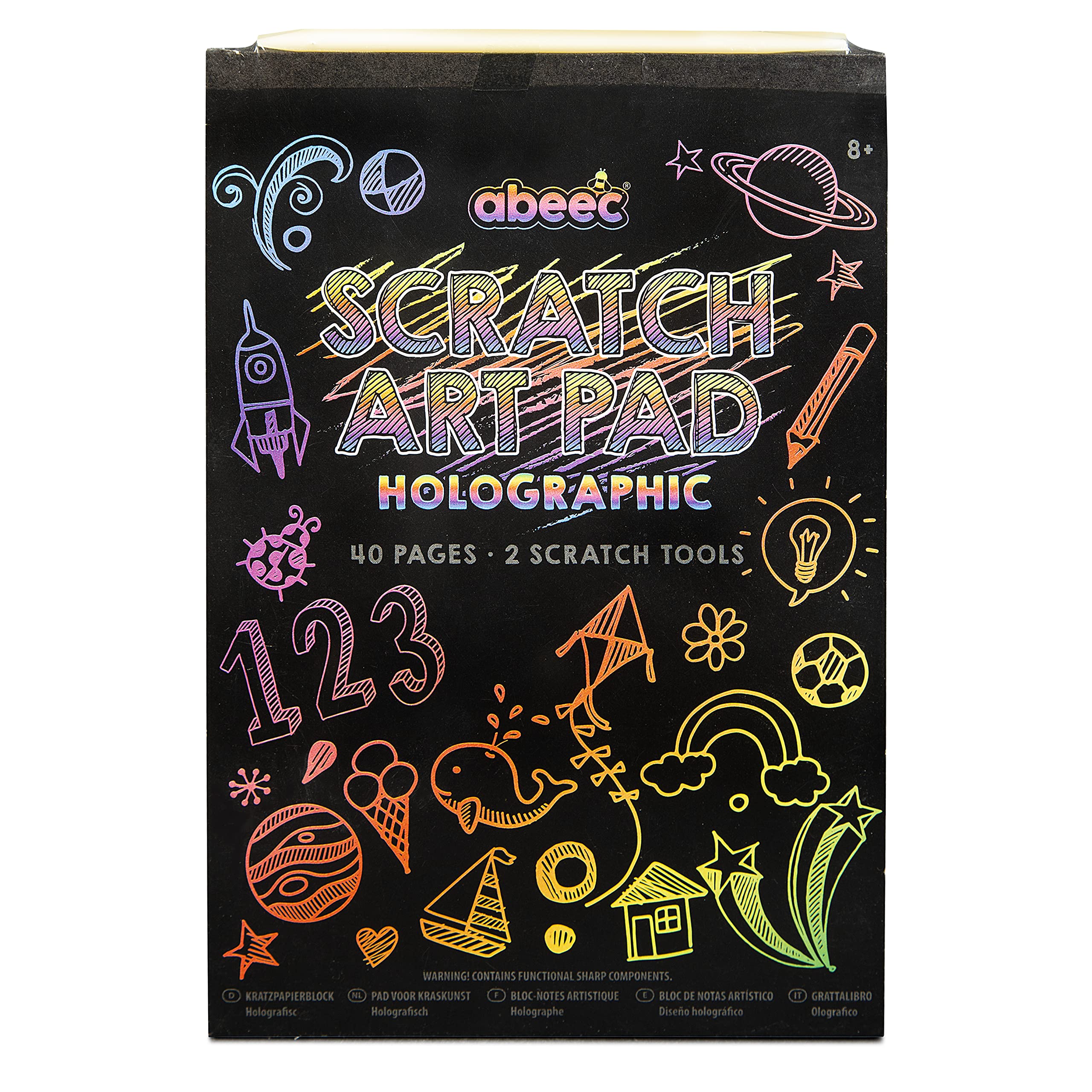 Abeec Holographic Scratch Art Pads for Kids - Arts and Crafts Book - Party Bag Fillers