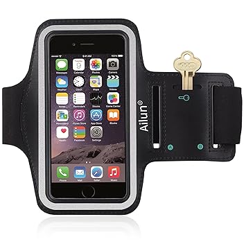 iPhone 7 Armband,by Ailun,Feartured with Sport Scratch-Resistant Material,Slim Light Weight,Dual Arm-Size Slots,Sweat Resistant&Key Pocket,with Headphone Ports[BLACK]