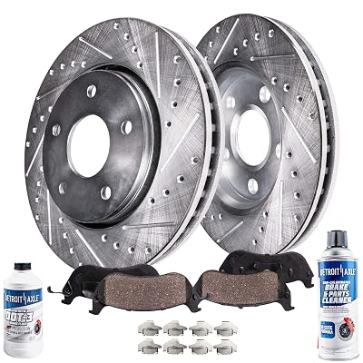 Detroit Axle - Front Rear Drilled And Slotted Disc Brake Rotors 11 10 Inch Front 10 23 Inch Rear R