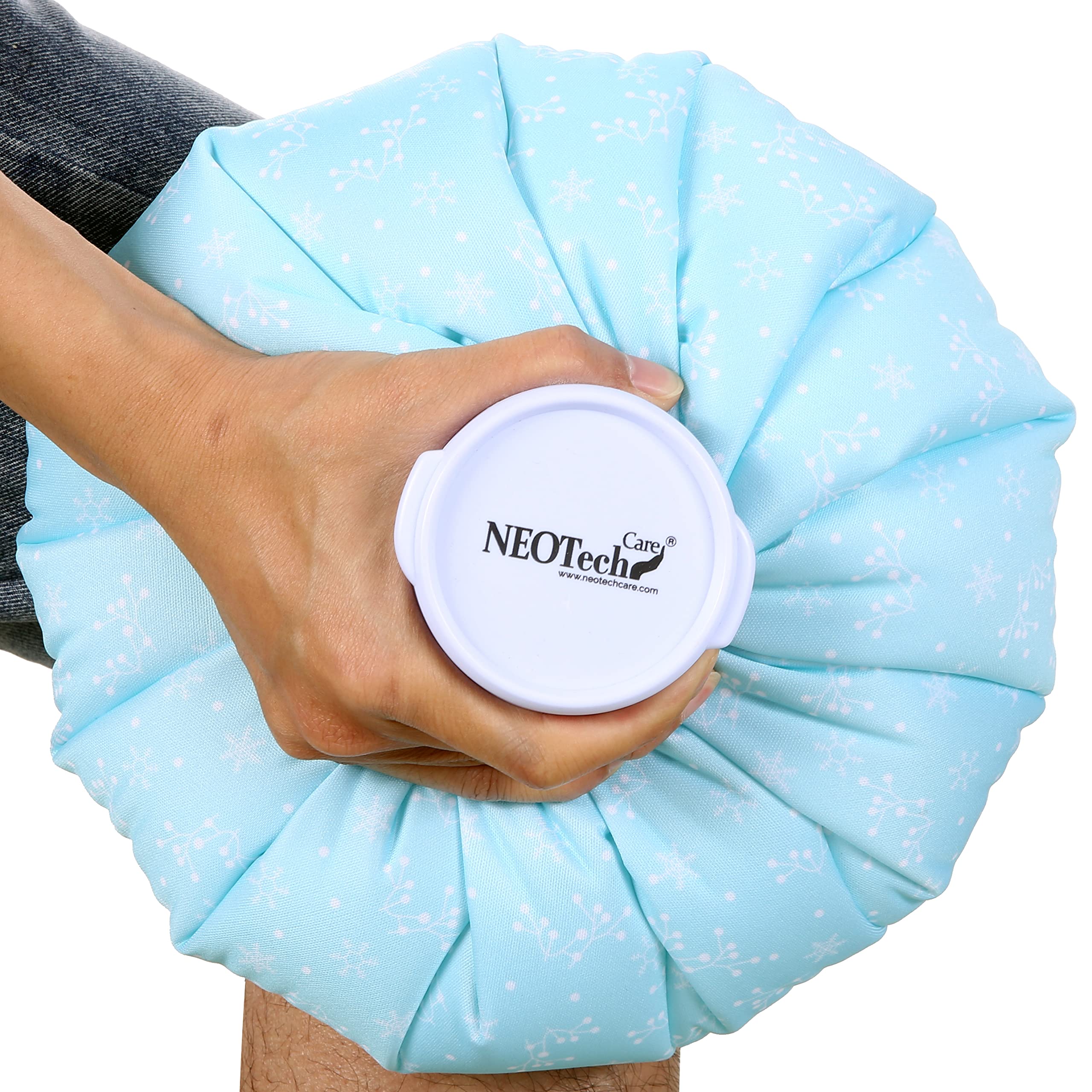 Neotech Care Ice Bag for Injuries, Swelling, Headache, Pain Relief, First Aid - Cold Pack Screw Top Lid - Reusable, Refillable & Waterproof Pouch/Bladder (28cm, Snow Design)