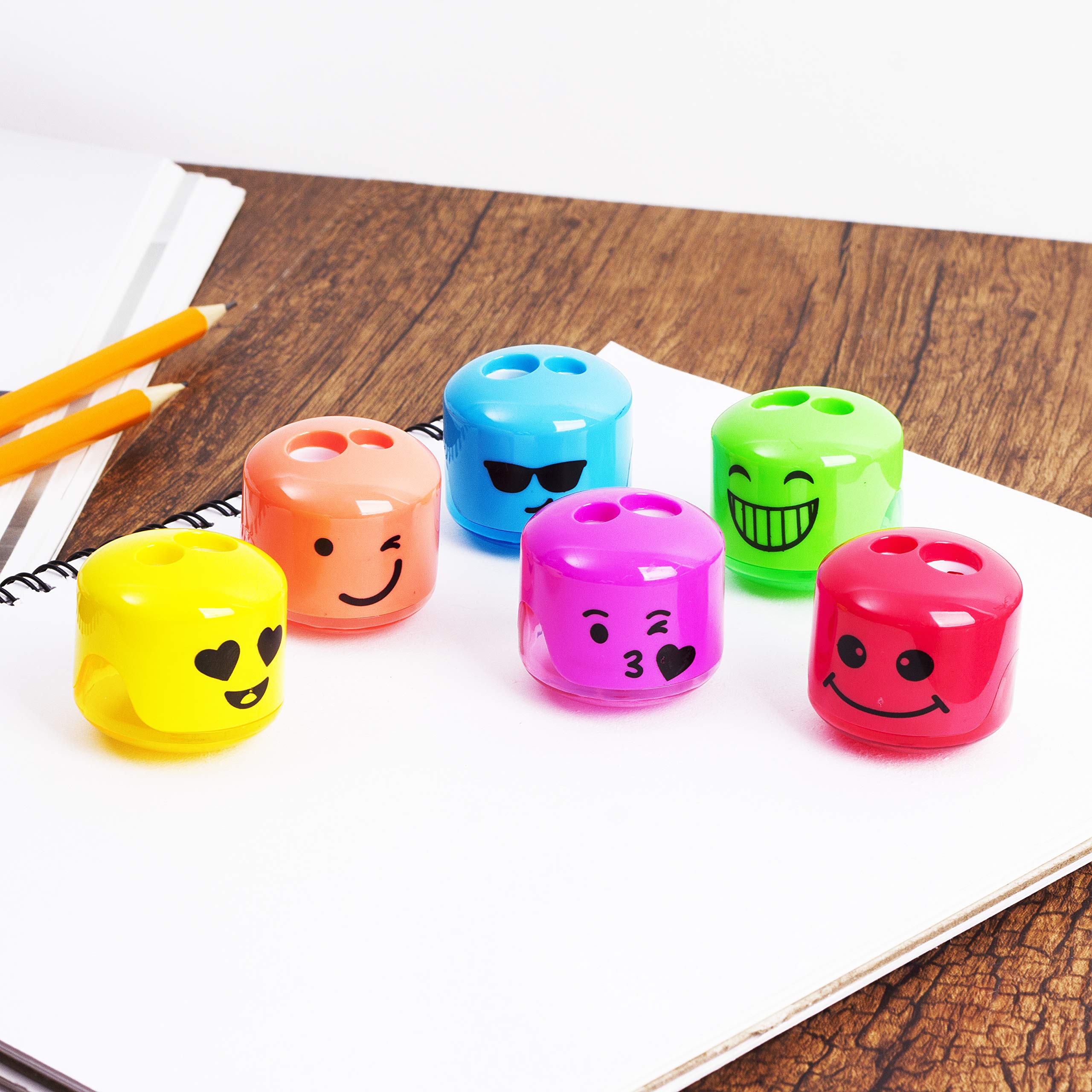 Mr. Pen- Pencil Sharpener, Smiley Sharpener 6 Pack, Pencil Sharpener Kids, Back to School Supplies