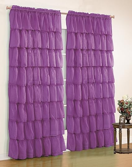 Amazon Com Mk Collection Gypsy Crushed Ruffle Sheer Curtains 55