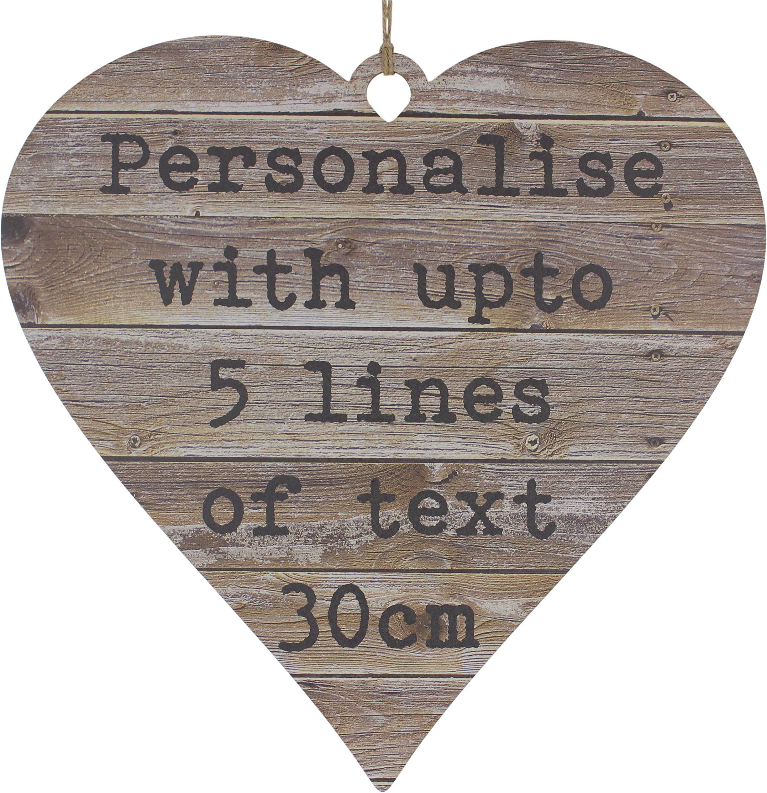 Personalised Rustic Wood Design Sign Outdoor Garden Hot Tub Bar BBQ Plaque Bespoke Gifts for Mum Dad Him Her Presents Indoor or Outdoor Waterproof Hanging Signs (30cm Heart)