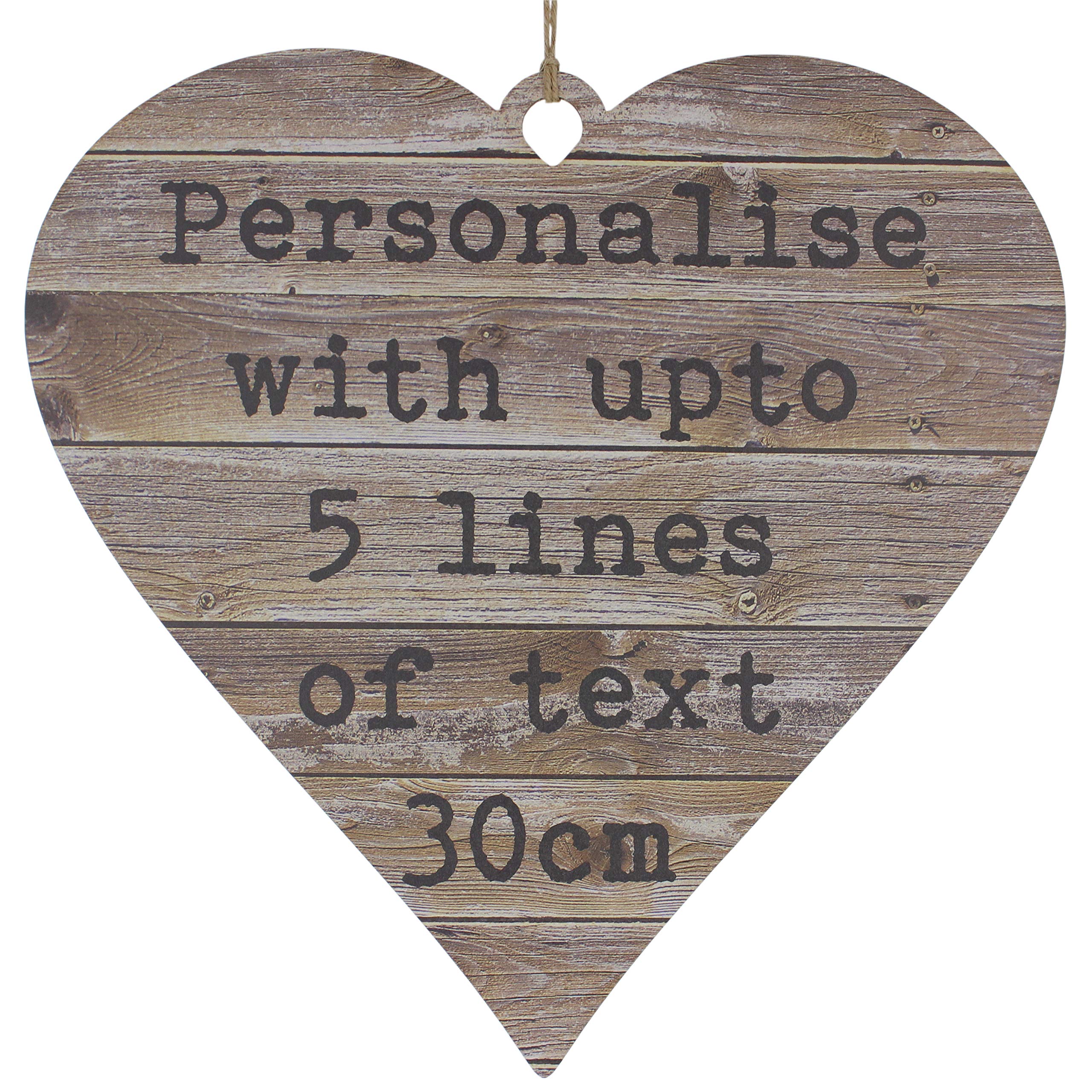 Personalised Rustic Wood Design Sign Outdoor Garden Hot Tub Bar BBQ Plaque Bespoke Gifts for Mum Dad Him Her Presents Indoor or Outdoor Waterproof Hanging Signs (30cm Heart)