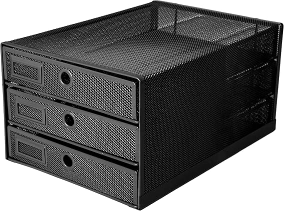 Exerz Cajón archivador de Oficina/Clasificador de Papel con 3 Cajones