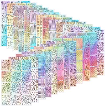 Hicarer 288pc Nail Vinyl Stencils Set 24 Sheets Nail Art Design Stickers Tips