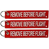 3x Remove Before Flight Red Key Chain by Apex Imports(3 Pack)