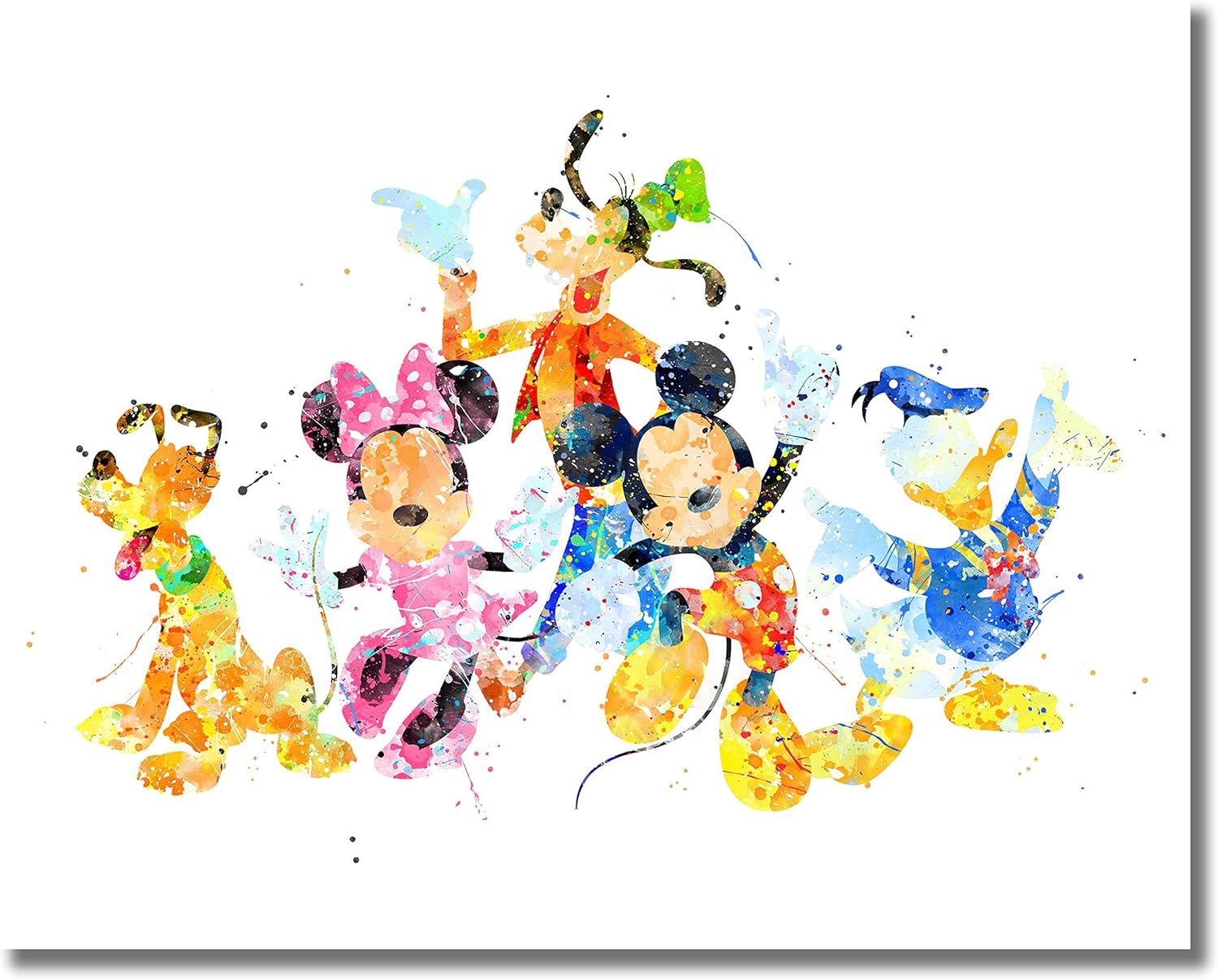 Amazon ミッキーマウス ウォールアート 水彩ポスター プリント 6枚セット 8インチ X 10インチ 写真 ミッキーミニー ドナルド ダック グーフィー 冥王星 インテリア オンライン通販