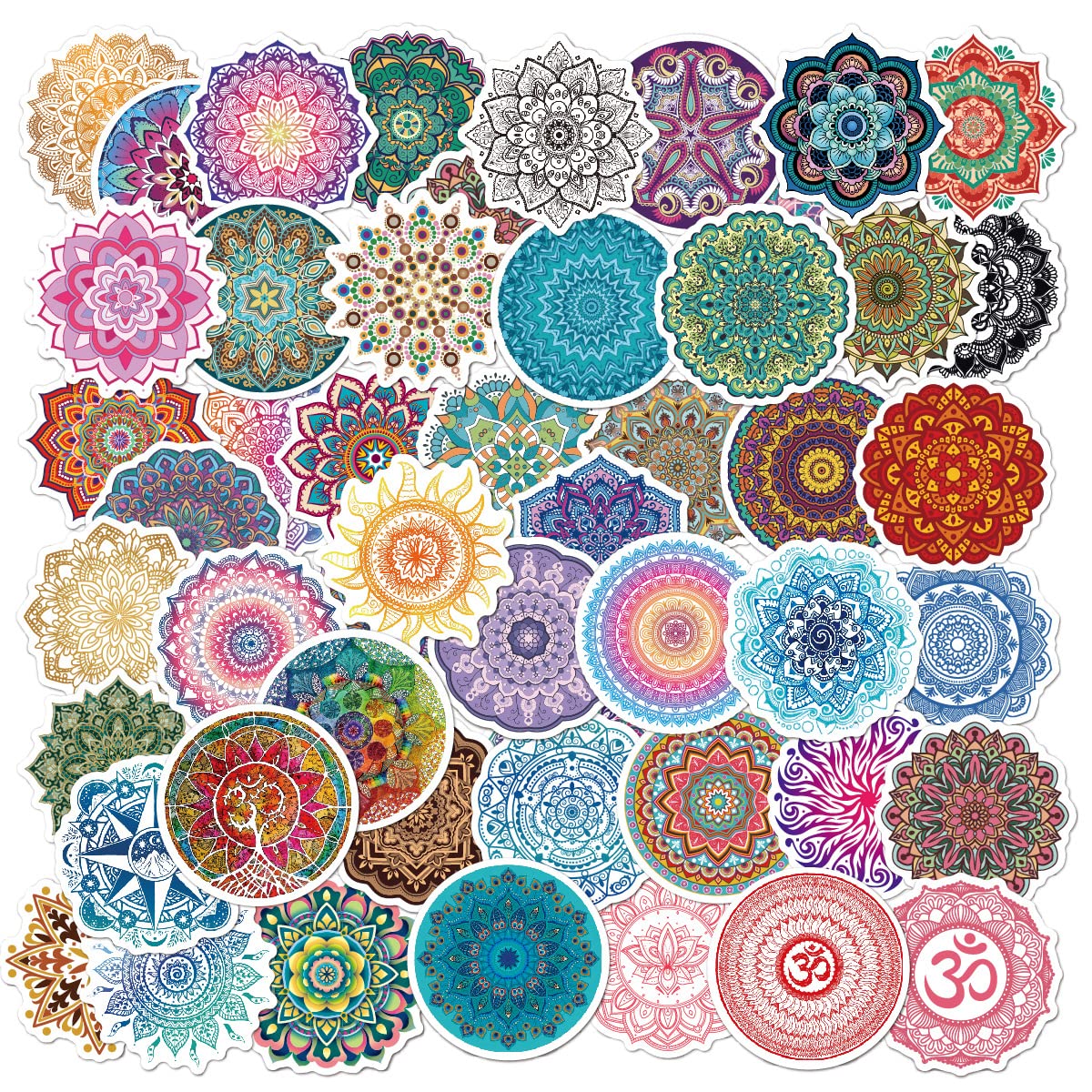Mandala Stickers 50pcs,Aesthetic Decoration Water Bottles Vinyl Stickers for Scrapbook,Laptop,Kid,Teen,Girl