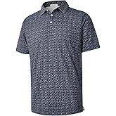 ELETOP Mens Polo Shirts Short Sleeve Golf Shirts Moisture Wicking Dry Fit Print Performance Golf Polos for Men Collared Shirt