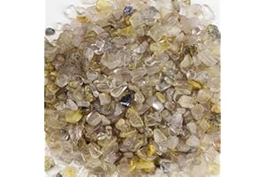 Cherry Tree Collection 1/2 Pound Polished Tumbled Gemstone Chips, Pebbles, Crystal Chips Bulk for Jewelry Making, Healing, Plants, Succulents, Aquariums, Decoration, Chakra (Gold Rutilated Quartz)
