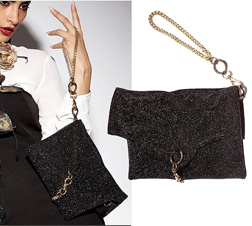 bronze glitter clutch bag