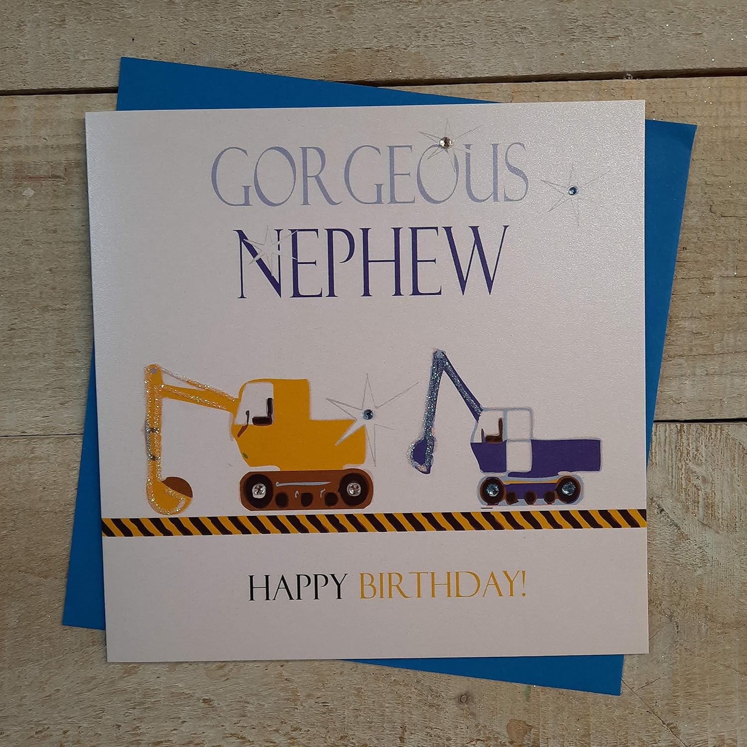 white cotton cards N80"Gorgeous Nephew Happy Birthday" Handmade Kids Birthday Card, 16cm x 16cm