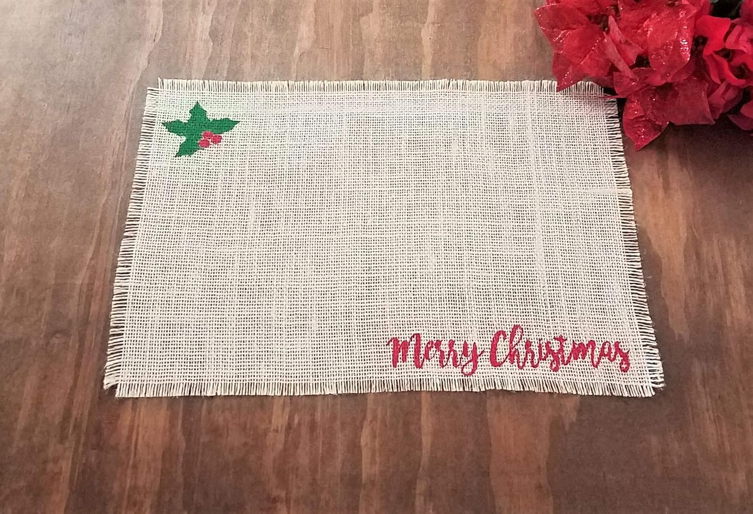 Cream Burlap Merry Christmas Placemats Or Natural Burlap