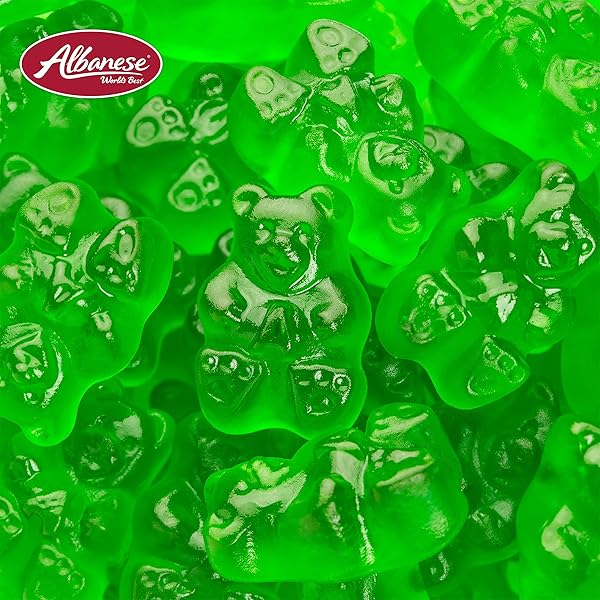 ALBANESE CANDY, GREEN APPLE GUMMI BEARS, 5-POUND BAG