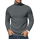 EKLENTSON Men's Turtleneck Sweaters Knitted Pullover Long Sleeve Lightweight Slim Fit Sweater Fall Winter