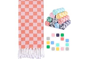 Antfuny Turkish Beach Towels Vacation Essentials for Women Birthday Coral Plaid, Teacher Appreciation Thank You Gifts, Mothers Days Mom Bride Girlfriend Friendship Sister 40th Retirement Gift