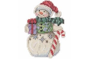 Snowman with Candy Cane Counted Cross Stitch Ornament Kit Mill Hill 2021 Jim Shore JS202116, multi